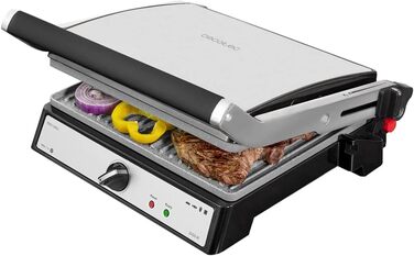 Електрогриль Cecotec Rock'nGrill 1500 Rapid з RockStone-покриттям, регульованою кришкою та знімною підставкою для жиру