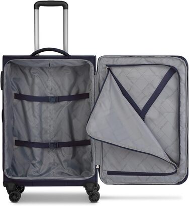 Набір м'яких валіз для подорожей Chicago (3 шт.), темно-синій: розширювані дорожні тролеї з поліестеру, 4 подвійні колеса та TSA-замок