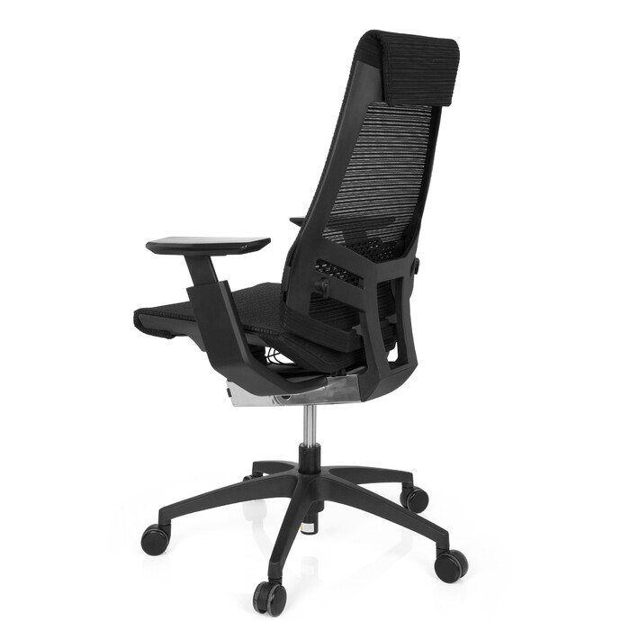 Офісний крісло GENIDIA SMART BLACK з сітчастою спинкою, чорний колір, hjh OFFICE