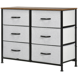 Комод-біксом з 6 тканинними шухлядами, 80 x 30 x 62,5 см, Коричневий + Чорний + Сірий