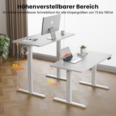 Регульований стіл WALKINGDESK для дому та офісу: електричний, з пам'яттю, 140x60 см, білий