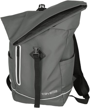 Рюкзак travelite Rolltop водонепроникний, велосипедний, міський, з роллтоп-застібкою та світловідбивачами, 19 л, 48 см, сірий (антрацит)