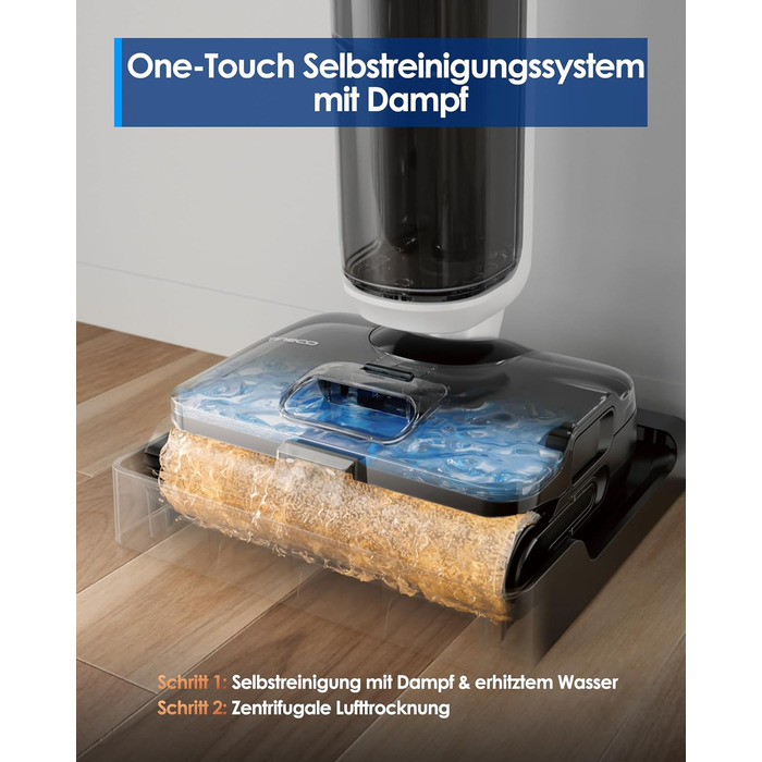 Tineco Floor One S6 Stretch Steam: Волого-сухий пилосос для твердих підлог з функцією пари, 22000 Па, Anti-Tangle, Flashdry 85°C, 50 хв роботи, для шерсті тварин
