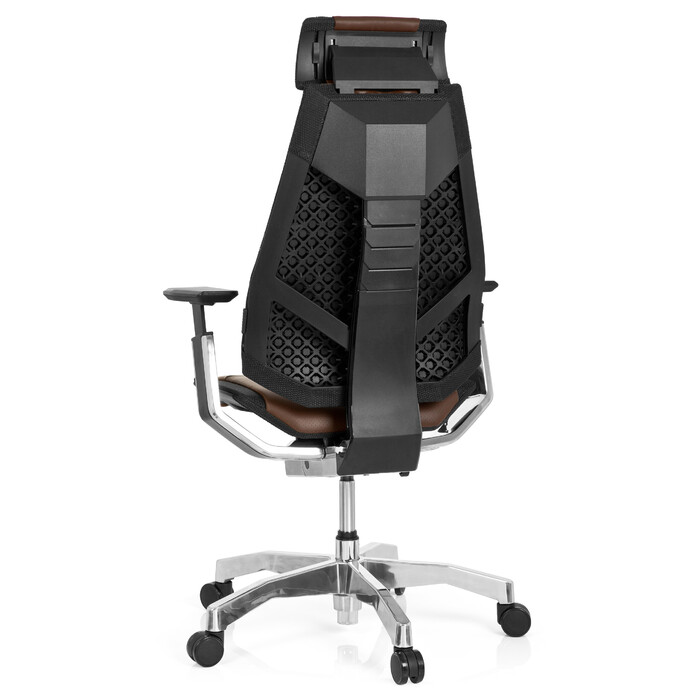 Крісло офісне GENIDIA PRO шкіряне коричневе hjh OFFICE