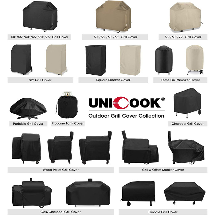 Універсальний водонепроникний чохол для гриля Unicook 152x58x107 см, захисний чохол із оксфорду для газових грилів Weber, Brinkmann, Landmann, чорний, UV-стійкий, міцний