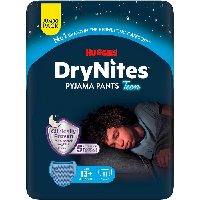Нічні підгузки-труси Huggies DryNites для хлопчиків від 13 до 17 років (48-60 кг), XL, 33 шт. (Jumbo-пак)