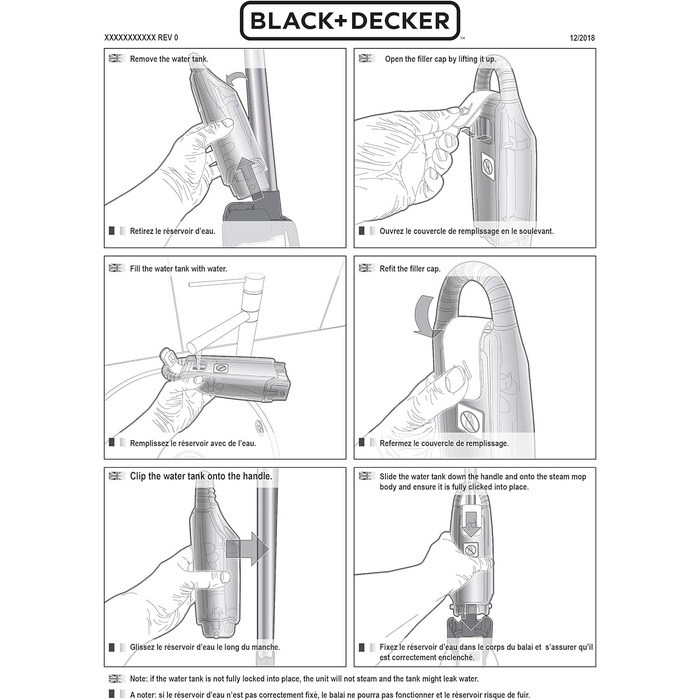 Парова швабра Black+Decker FSM1630 Deluxe для миття підлоги, 1600 Вт, знімна основа 180°, мікрофібра, для твердих покриттів