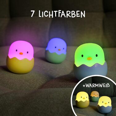 Нічник дитячий LED MegaLight Eggy 3 шт. з USB зарядкою, диммер, безпечний для немовлят
