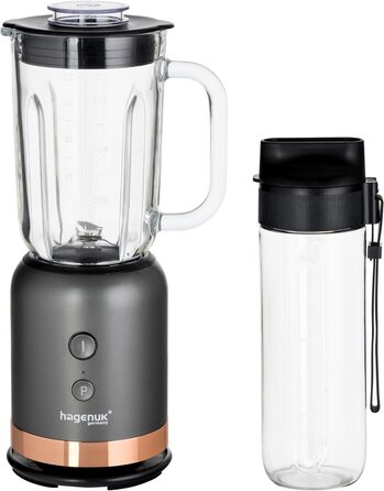 Блендер HAGENUK 2в1: скляний міксер 350 Вт, портативний стакан Tritan, BPA Free