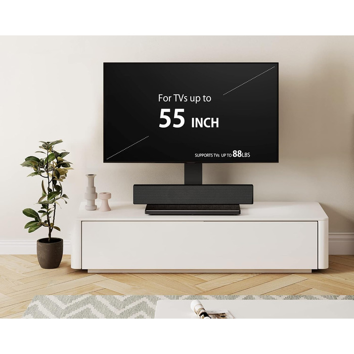 Підставка для телевізора FITUEYES 27-55'' LCD LED OLED Plasma, регульована висота, VESA 400x400 мм, до 40 кг, для плоских і вигнутих екранів
