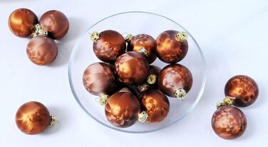 Набір із 12 скляних ялинкових куль 6 см Jack, коричневий, льодовий лак, Тюрингія