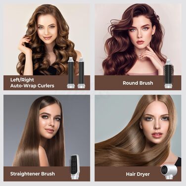 Набір для укладки волосся Hairstyler 5-в-1 з автоматичною плойкою та феном, білий