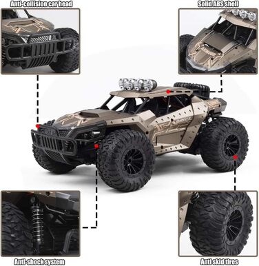 Радіокерований позашляховик Monster Truck 2.4GHz до 20 км/год з двома акумуляторами (60 хв гри), для хлопчиків та дівчаток від 6 років - Модель 2025