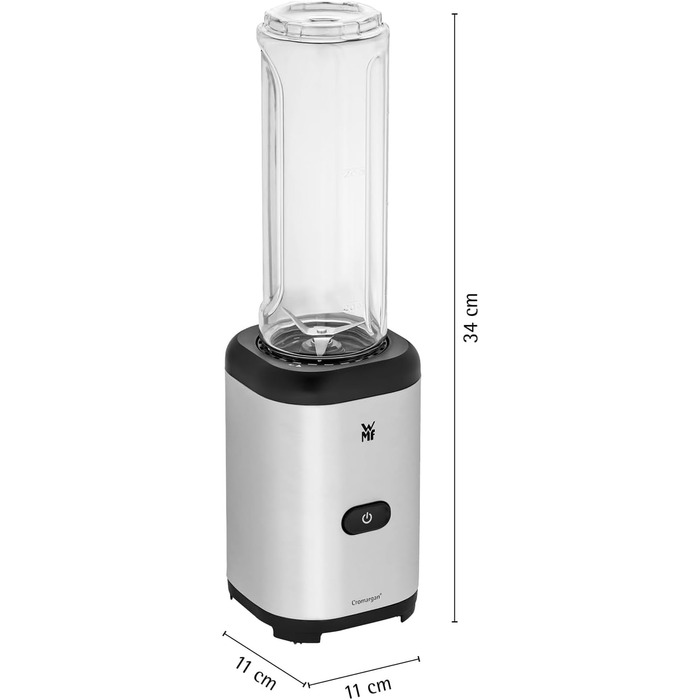 Електричний блендер WMF Kult X Mix & Go Mini - шейкер для смузі, 300 Вт, Tritan, 600 мл, срільно-чорний