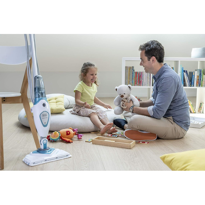 Парова швабра Black+Decker FSM1615, 1300Вт, знімний бак, 180° обертання, 2 мікрофібра, пароочисник для підлоги
