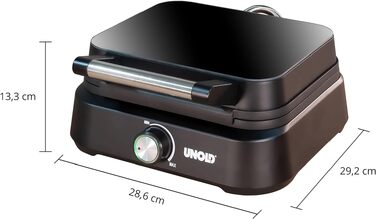 Вафельниця для бельгійських вафель Unold Brüssel 48275, 1500 Вт, керамічне антипригарне покриття без PFAS, на 2 вафлі (17x10 см), регулювання температури
