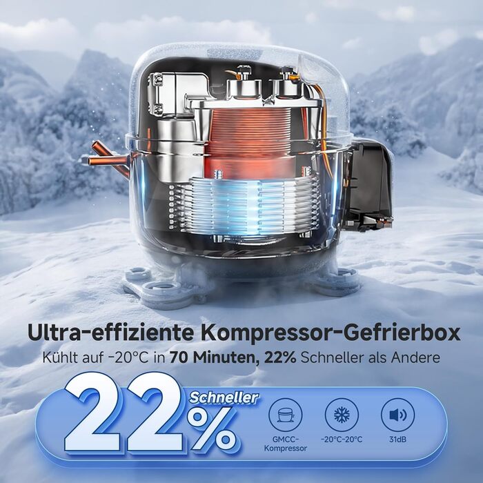 Автомобільний компресорний холодильник AAOBOSI 60л: IPX4, -20°C/+20°C, 12/230V для авто, кемпінгу, подорожей