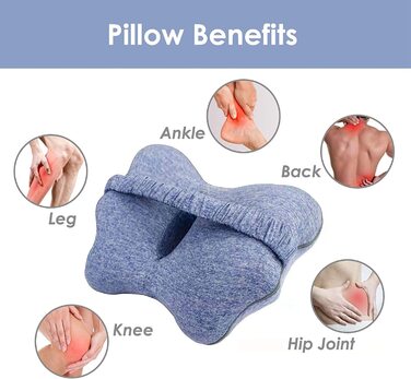 Ортопедична подушка між колін для сну на боці з ефектом пам'яті (Memory Foam) та фіксацією — для підтримки спини, стегон та при ішіасі