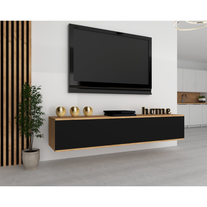 Підвісна шафа RTV, горизонтальна комод для вітальні SIMPLY Craft, чорна