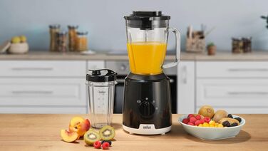 Блендер стаціонарний Braun PowerBlend 1 JB1050WH 600 Вт, скляна колба 1.5 л, чорний - для смузі, подрібнення льоду та приготування пюре