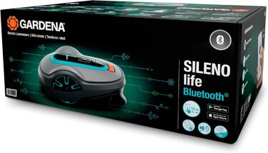 Газонокосарка-робот Gardena SILENO life для газонів до 1000 м², Bluetooth-керування, тиха 57 дБ, для ухилу до 35%, всепогодна