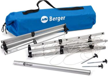 Складана сушарка для білизни BERGER Super Pop Up з підставкою та чохлом, стійка до погоди, для кемпінгу та балкона (Срібляста)