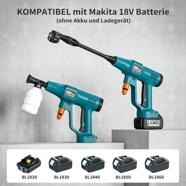 Акумуляторний пістолет для миття високого тиску Makita 18V: портативний мінімийка для очищення та поливу (без акумулятора та зарядного пристрою)