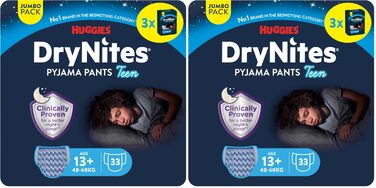 Нічні підгузки-труси Huggies DryNites для хлопчиків 13-17 років (48-60 кг), XL, 33 шт (3x11), Jumbo-пакування