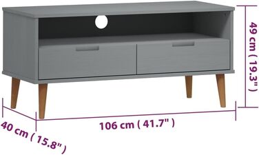 Тумба під телевізор vidaXL, масив сосни, коричнева, 106x40x49 см, ТВ-комод, меблі для вітальні