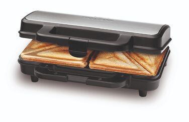 Електричний сендвічмейкер ProfiCook PC-ST 1092 для американських сендвічів XXL, антипригарне покриття, 900 Вт, сріблясто-чорний