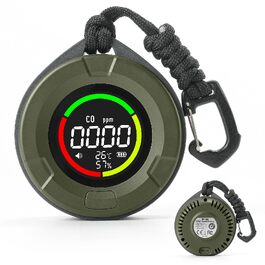 Портативний детектор чадного газу GasDoc DS-100, 3-в-1 CO-детектор для подорожей, кемпінгу, дому та авто, акумуляторний вимірювач з акустичним та візуальним сигналом тривоги, колір темно-зелений