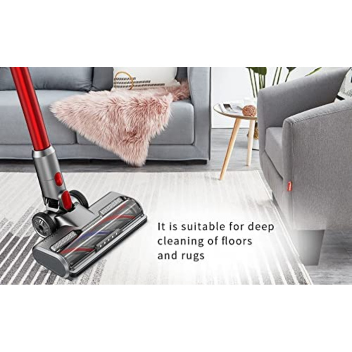 Щітка KENVOR для пилососа Dyson V7/V8/V10/V11/V15, підлогова, з прямим приводом і 5 LED-лампами, для коротковорсових килимів і твердих підлог, сіра