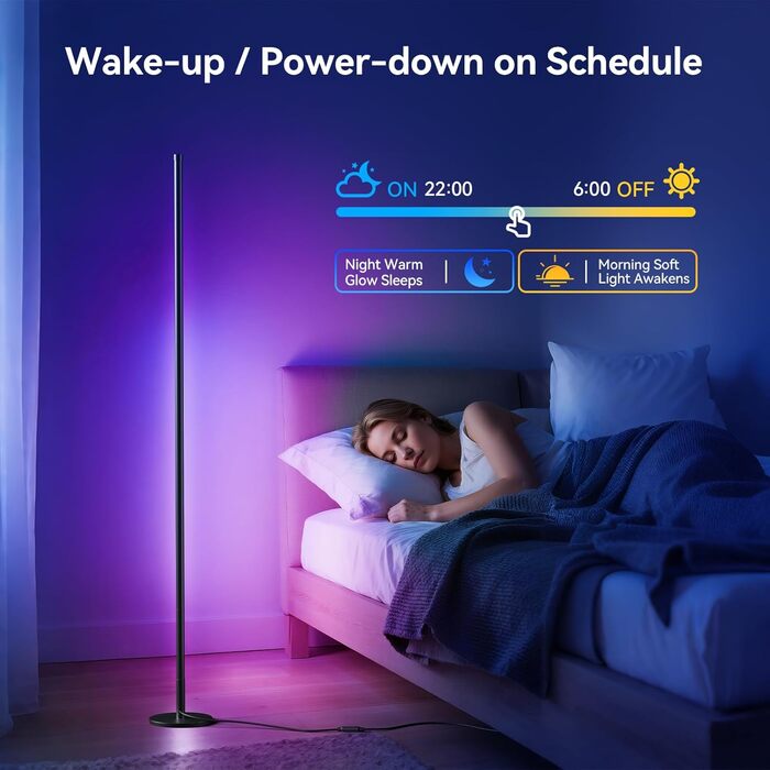 LED торшер для вітальні RGB 60 см кутовий, димується, з пультом та додатком, музичні режими, DIY, таймер - для спальні, геймінгу