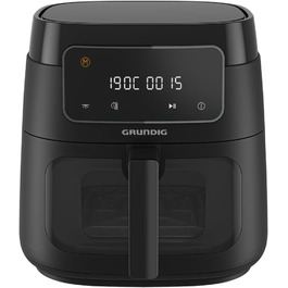 Аерофритюрниця Grundig FRY 7320, 7.6 л, 1750 Вт, сенсорне управління, антипригарне покриття, велике оглядове вікно, налаштування температури та часу, чорна, кошик для посудомийної машини