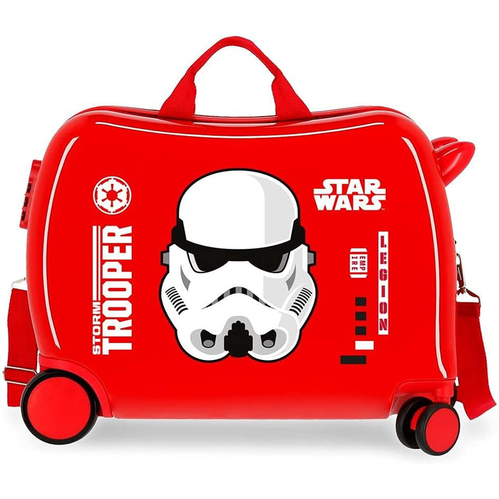 Дитяча валіза Star Wars, червона, 50x38x20 см, жорсткий корпус ABS, кодовий замок, 34 л, 4 колеса, ручна поклажа