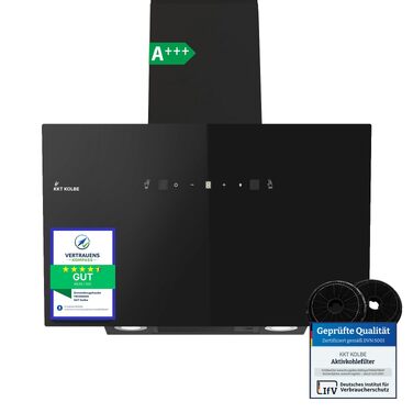 Витяжка кухонна KKT KOLBE TRIO8025S 80 см, чорне скло, продуктивність 782 м³/год, керування жестами та SensorTouch, LED-підсвітка, режим рециркуляції та відведення