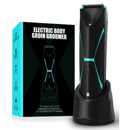 Триммер для тіла Brightman електричний, водонепроникний, бездротовий, з керамічними лезами, LED-підсвіткою, 120 хв роботи - для грудей, паху, пахв, ніг та подорожей