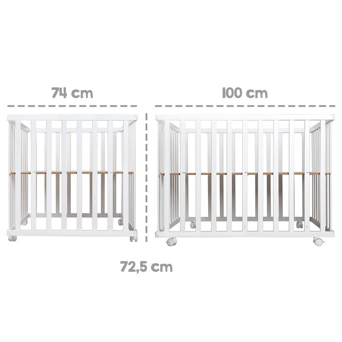Дитячий манеж roba 75x100 см, складний, дерев'яний, на колесах, регульований по висоті, сірий/тауpe