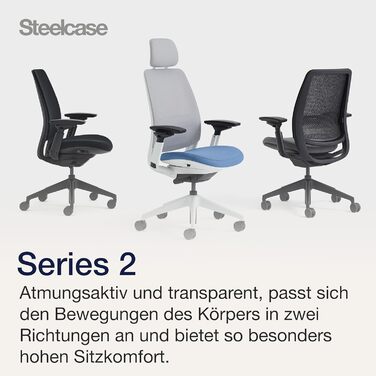 Офісний стілець Steelcase Series 2 з підтримкою спини LiveBack, 4D підлокітники, регульована підголівник, колір Трюфель