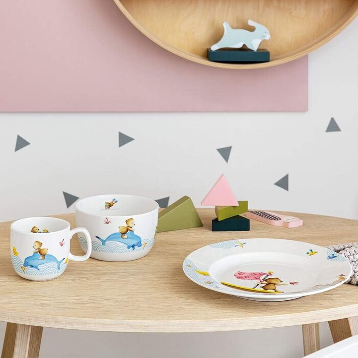 Набір дитячого посуду Villeroy & Boch Happy As A Bear (3 предмети) – білий/кольоровий, преміум-посуд