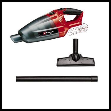 Акумуляторний ручний пилосос Einhell TE-VC 18 Li-Solo Power X-Change, 540 мл, 3 насадки, подовжувач, настінне кріплення, без акумулятора і зарядного пристрою, чорний/червоний