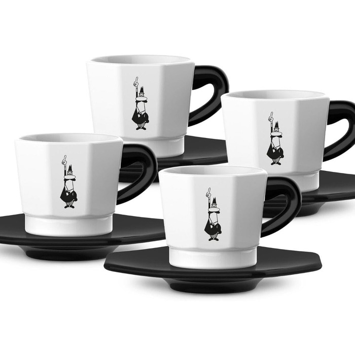 Набір еспресо-чашок Bialetti Octagonal (4 шт), матовий чорний та рожеве золото, 75 мл, RTATZ403
