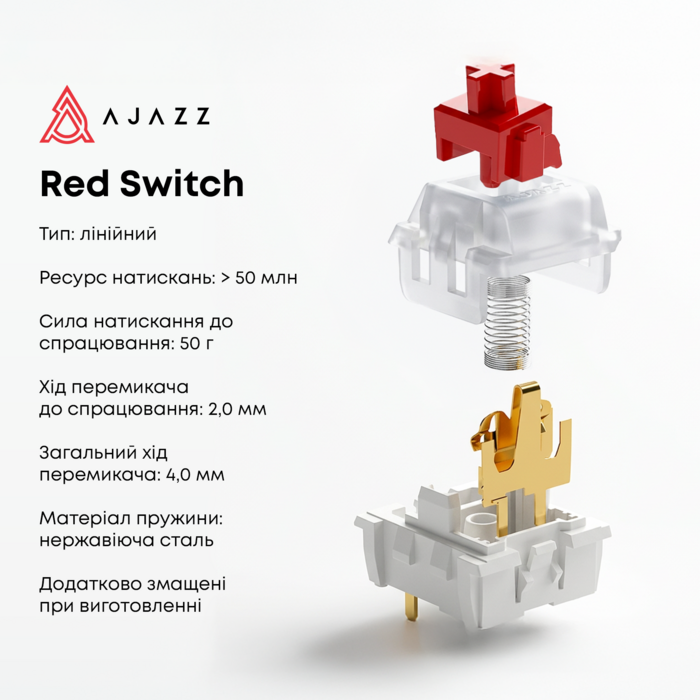 Дротова механічна клавіатура Ajazz AK820 Red Switch White (AK820-R-W)