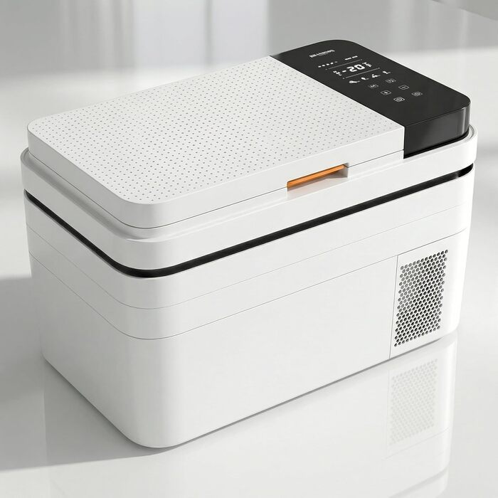 Автомобільний холодильник Brandson 30л з Bluetooth та Wi-Fi (Tuya Smart) - Електричний компресорний автохолодильник з функцією морозильника (-20°C), 12/24В та 230В, Еко-режим, для авто, кемпінгу, вантажівок - Білий
