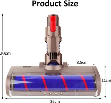 М'яка роликова турбощітка AINUO для Dyson V7/V8/V10/V11/V15/SV10/SV11, насадка для акумуляторного пилососа