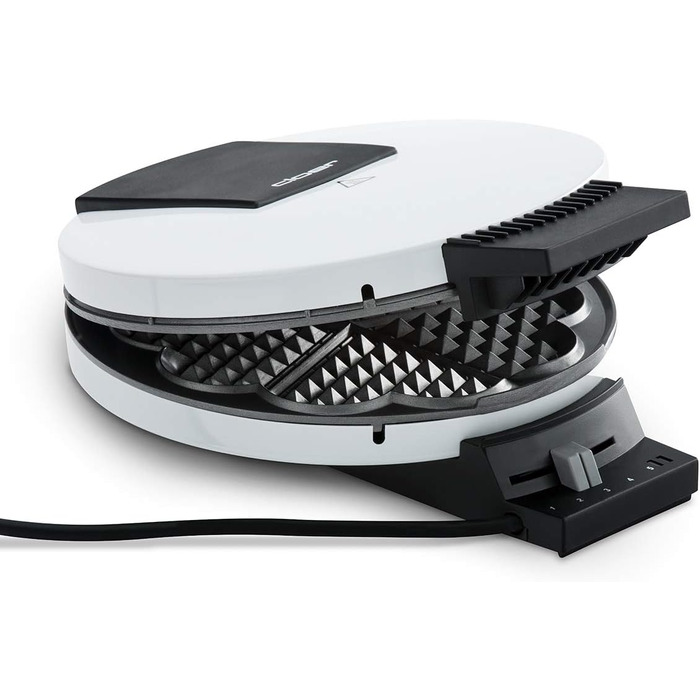 Вафельниця Cloer 1200 Вт для класичних вафель XXL, діаметр 19,5 см, сталева, біла, без сигналу