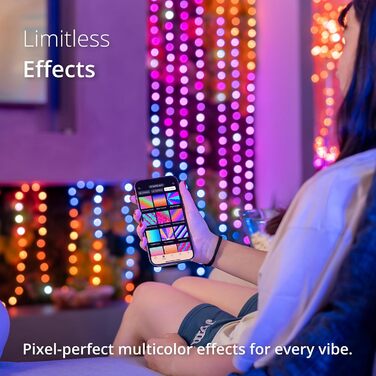 Гірлянда Twinkly Strings Pearls 200 LED, перлинна форма, RGB, багатокольорова, сумісна з Alexa та Google Home, для геймінгу, USB-C, зелений кабель, 2 x 6 м