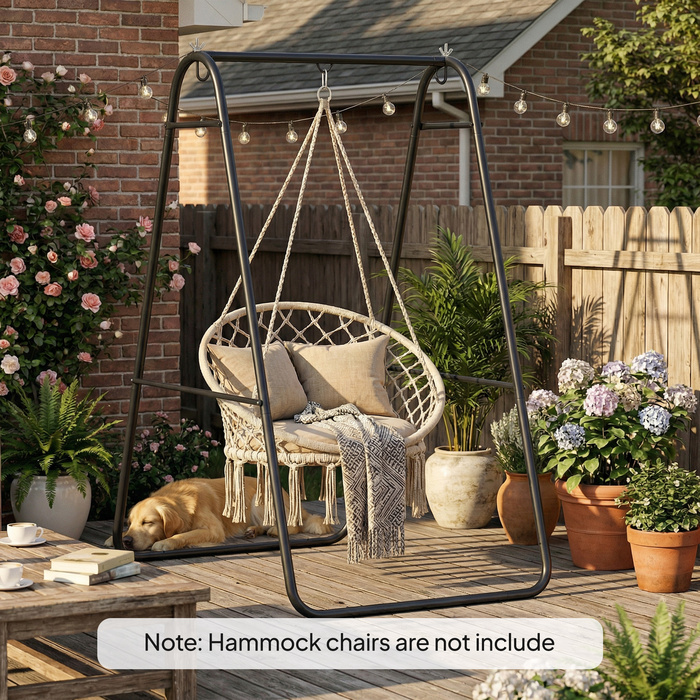 Стійка для гамака, вантажопідйомність 150 кг, для внутрішнього та зовнішнього використання, Чорна