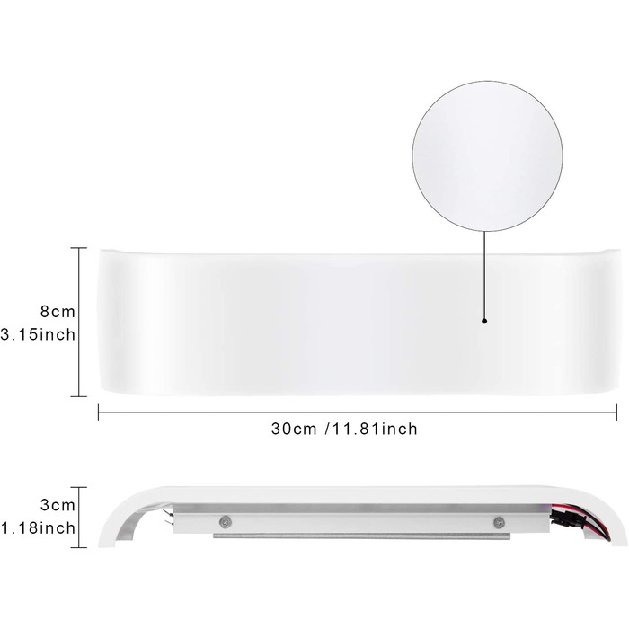 Світильник настінний LED Lightess, білий, 16W, IP44, алюмінієвий, для вітальні, спальні, коридору, тепле біле світло, сучасний дизайн