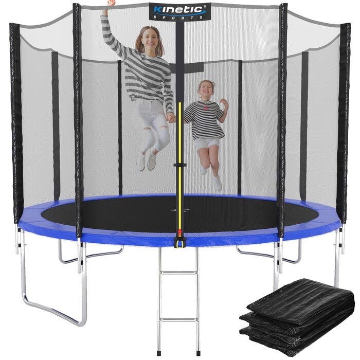 Батут вуличний KINETIC SPORTS Salto Plus Ø183 см з сіткою, драбиною та захисним покриттям - для дітей